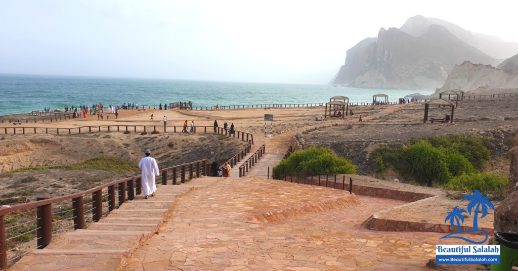 A Close up of the stairs and ramp that leads to the Blowholes