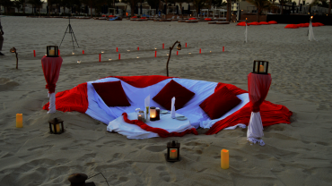 Romantic Private Dining on White Sand Beach at Al Baleed Resort Salalah by Anantara